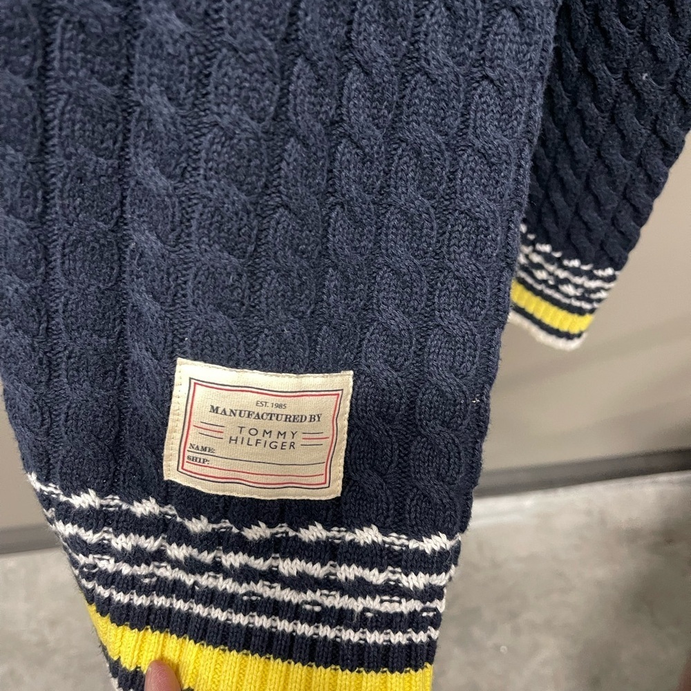 Tommy Hilfiger Navy Cable Knit Sweater with Button Accents - Picture 2 of 4